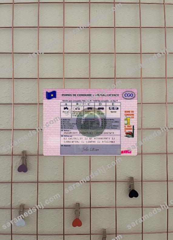 Congo driving license version 3 photolook BACK
